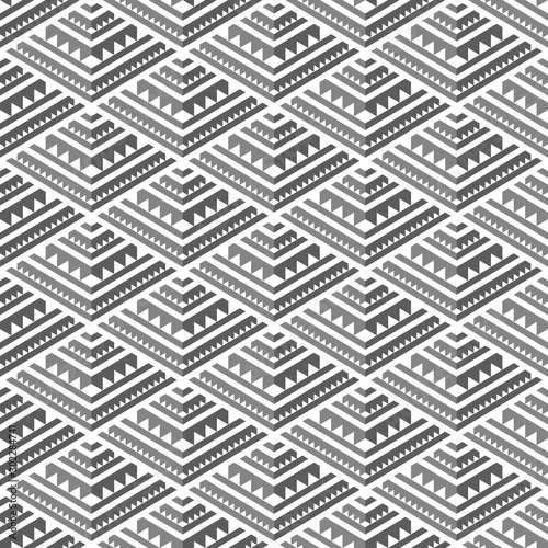 Optical illusion of volume. Geometric shapes in a diamond-shaped grid.