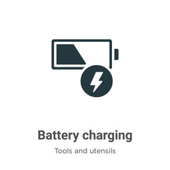 Poster - Battery charging vector icon on white background. Flat vector battery charging icon symbol sign from modern tools and utensils collection for mobile concept and web apps design.