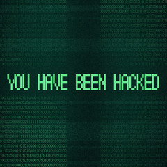 Aufkleber - You have been hacked inscription over binary code stream background
