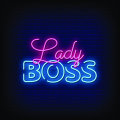 Wall Mural - Lady Boss Neon Signs Style text vector