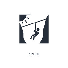 Zipline Icon. Simple Element Illustration. Isolated Trendy Filled Zipline Icon On White Background. Can Be Used For Web, Mobile, Ui.