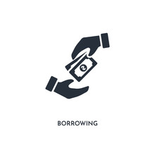 Borrowing Icon. Simple Element Illustration. Isolated Trendy Filled Borrowing Icon On White Background. Can Be Used For Web, Mobile, Ui.