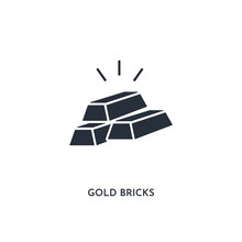 Gold Bricks Icon. Simple Element Illustration. Isolated Trendy Filled Gold Bricks Icon On White Background. Can Be Used For Web, Mobile, Ui.