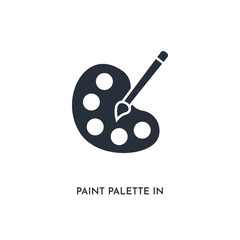 Wall Mural - paint palette in glyph icon. simple element illustration. isolated trendy filled paint palette in glyph icon on white background. can be used for web, mobile, ui.