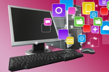 Canvas Print - Desktop computer and keyboard on background