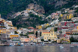 Fototapeta  - classic shot of Positano seen from the sea along the Amalfi coast, Salerno, Campania, Italy