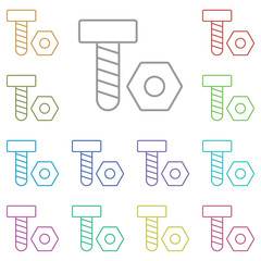 Poster - Bolt multi color icon. Simple thin line, outline vector of construction tools icons for ui and ux, website or mobile application