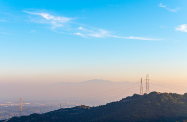 Wall Mural - Smog hangs low over the San Gabriel Valley in Los Angeles County, California