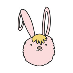 Poster - pink rabbit head adorable toy icon