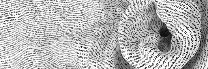 random letters on an abstract white surface, original 3d rendering