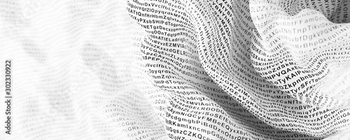 Fotomural Random letters on an abstract white surface, original 3d rendering