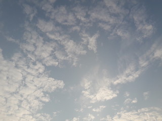 white and puffy clouds in the blue sky