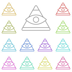Poster - History, pyramid, eye multi color icon. Simple thin line, outline vector of History icons for UI and UX, website or mobile application