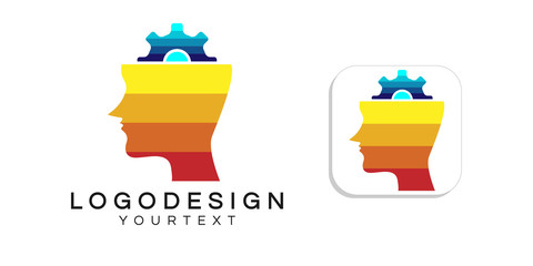 Poster - intelligence logo design. icon app smartphone color full