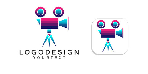 Poster - projector logo design. icon app smartphone color full