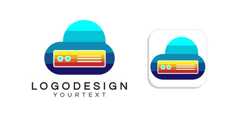 Fototapete - server logo design. icon app smartphone color full