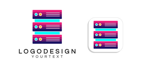 Fototapete - server logo design. icon app smartphone color full