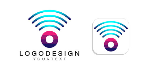 Poster - wifi logo design. icon app smartphone color full