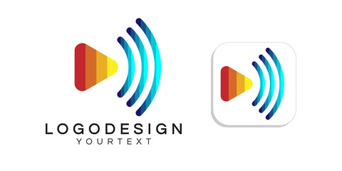 Poster - streaming video logo design. icon app smartphone color full