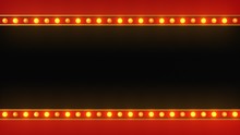 Red Marquee Light Board Sign Retro On White Background. 3d Rendering
