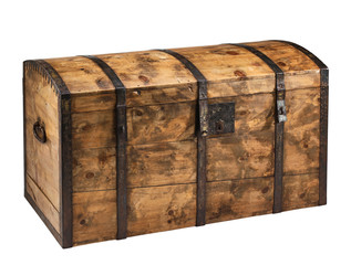 Old wooden chest with clipping path.