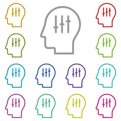 Poster - Human, brain, control multi color icon. Simple thin line, outline vector of mind process icons for ui and ux, website or mobile application