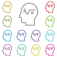 Poster - Human, brain, logical, thinking multi color icon. Simple thin line, outline vector of mind process icons for ui and ux, website or mobile application