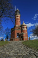 Sticker - beautiful brick built lighthouse by the Baltic Sea, Tiessenkai, Holtenau