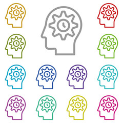 Poster - Human, brain, management, time multi color icon. Simple thin line, outline vector of mind process icons for ui and ux, website or mobile application