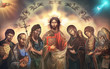 Jesus Christ surrounded with saints
