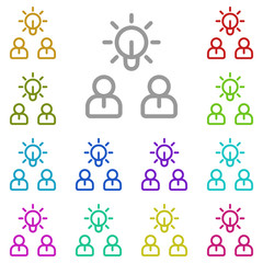 Poster - Brainstorm, light, workers multi color icon. Simple thin line, outline vector of project management icons for ui and ux, website or mobile application