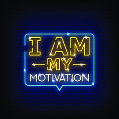 I Am Motivation Neon Signs Style Text Vector
