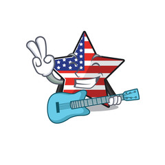 Sticker - Confident happy usa star character with guitar mascot