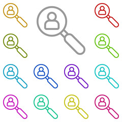 Fototapete - Search, workers multi color icon. Simple thin line, outline vector of project management icons for ui and ux, website or mobile application