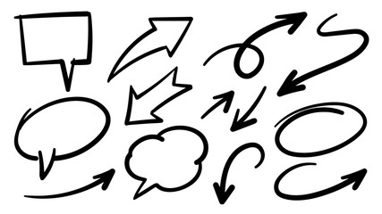 Poster - Sketch arrow set. Hand drawn arrows elements for business and education. -Vector 