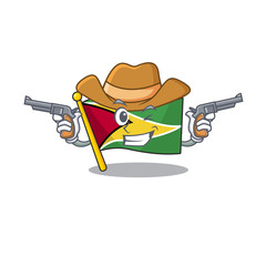 Sticker - flag guyana isolated in the cartoon cowboy