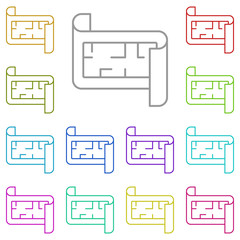 Poster - House, plan multi color icon. Simple thin line, outline vector of real estate icons for ui and ux, website or mobile application