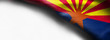 Fabric texture of the Arizona Flag background - flag on white background - right top corner - free copy space
