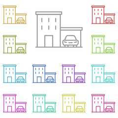 Poster - House, garage, car multi color icon. Simple thin line, outline vector of real estate icons for ui and ux, website or mobile application