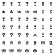 © alekseyvanin - Awards trophy vector icons set, modern solid symbol collection filled style pictogram pack. Signs logo illustration. Set includes icons as award cup, crown reward, star medal ribbon, first place medal