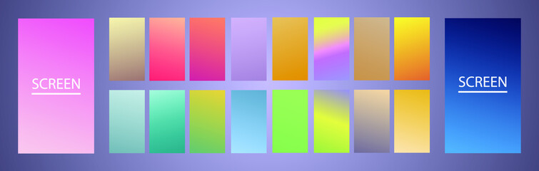 Canvas Print - Vector EPS 10 Gradient Set. Different colors. Modern Smartphone screen, mobile app Template. Design for Wallpaper, background, banner, flyer, Social media post. 