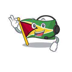 Sticker - Confident flag guyana with headphone cartoon character style