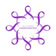 Cancer ribbon lavender or purple color representing the support of tackling cancers