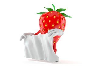 Poster - Strawberry character holding white sheet