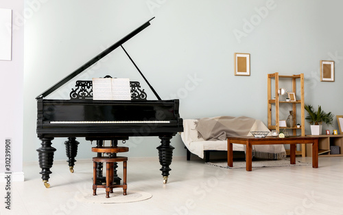Cuadros en Lienzo Interior of room with stylish grand piano