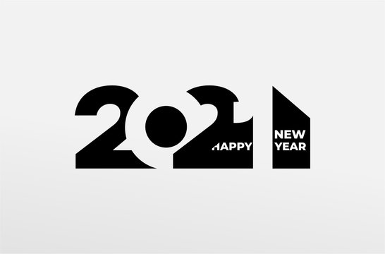 Happy New Year 2021 modern logo text design. Cover of business diary for 2021 with wishes. Brochure design template, card, banner. Vector illustration. Isolated on white background.