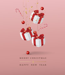 Merry Christmas and Happy New Year background. Vector illustration.