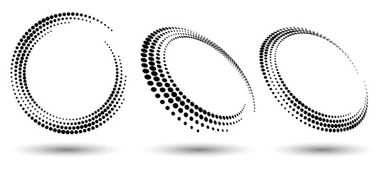 Poster - Modern abstract background. Halftone dots in circle form. Round logo. Vector dotted frame. Design element or icon.