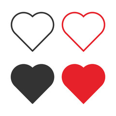 Poster - Set of red, gray and black hearts on a white background. Vector illustration.