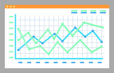 Poster - screen with graphs and diagrams vector isolated page. crowdfunding information on display, growth an